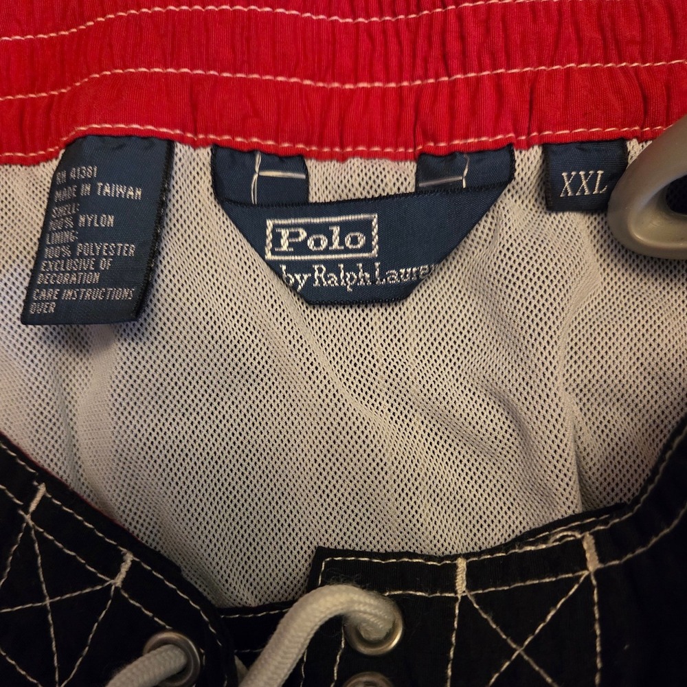 Polo Ralph Lauren Mens XXL Black Swim Trunks Contrast Stitch Cargo Board Shorts - Picture 3 of 5